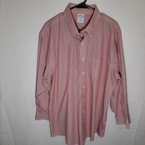 Brooks Brothers 17.5 Shirt Men's Red Stripe Regent Fit Non Iron Cotton LSBD